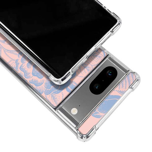 Rose Quartz & Serenity Floral Google Pixel 8 Clear Case